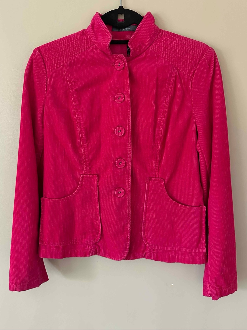 Vintage Y2K Liz Claiborne Petite Hot Pink Magenta Corduroy Jacket 100% Cotton